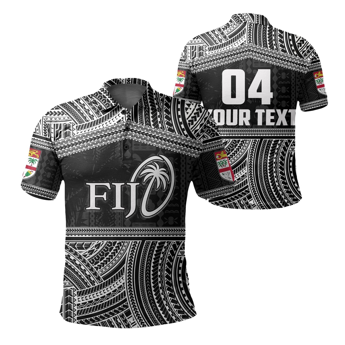 Custom PersonalisedFiji Rugby Polynesian Patterns Polo Shirt White