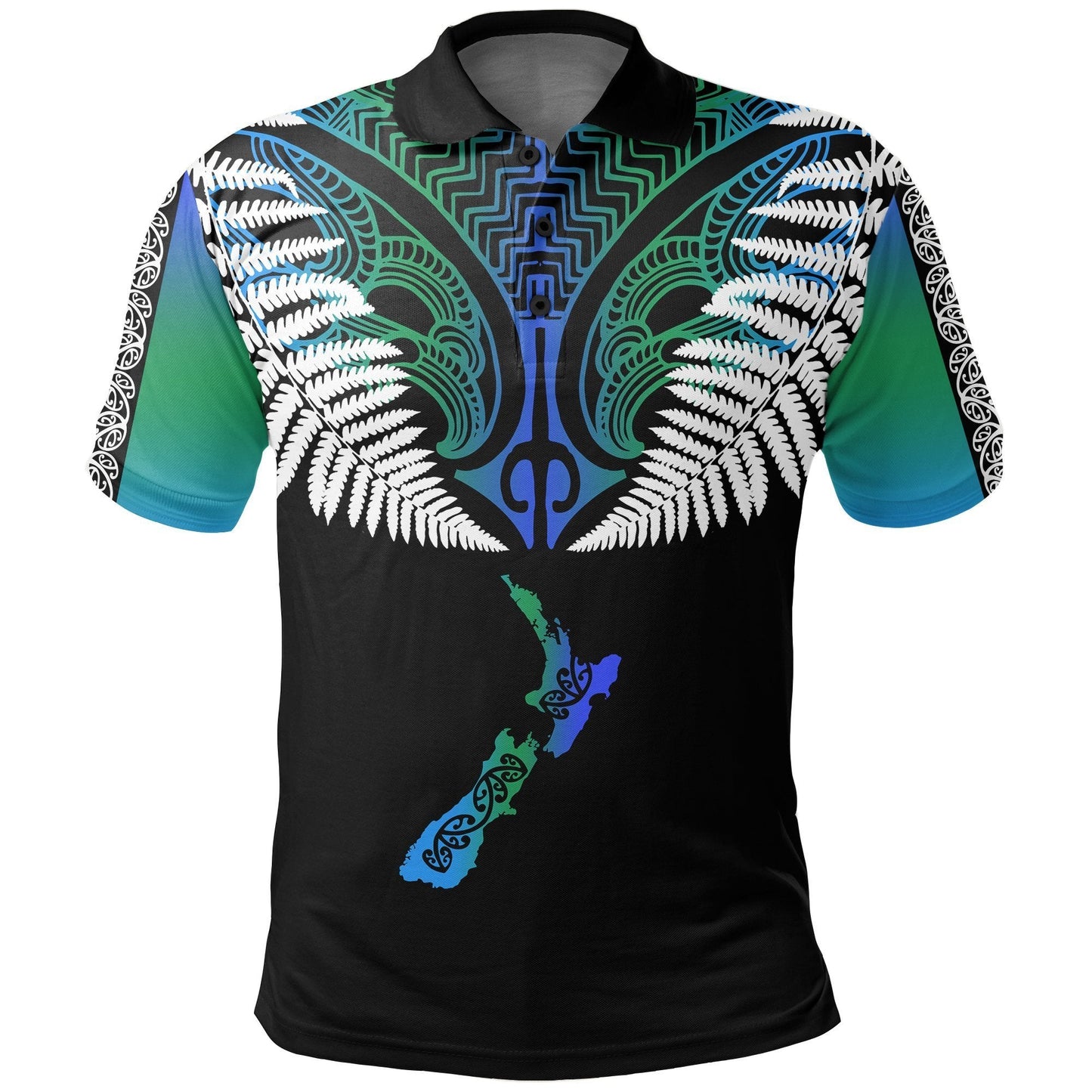 New Zealand Maori Polo Shirt, Silver Fern Poutama Golf Shirts