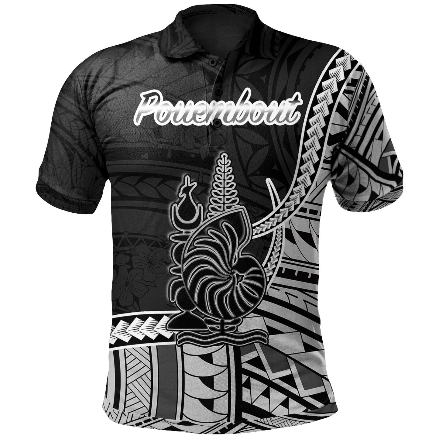 New Caledonia Islands Polo Shirt - Pouembout Seal Of New Caledonia Islands Polynesian Patterns