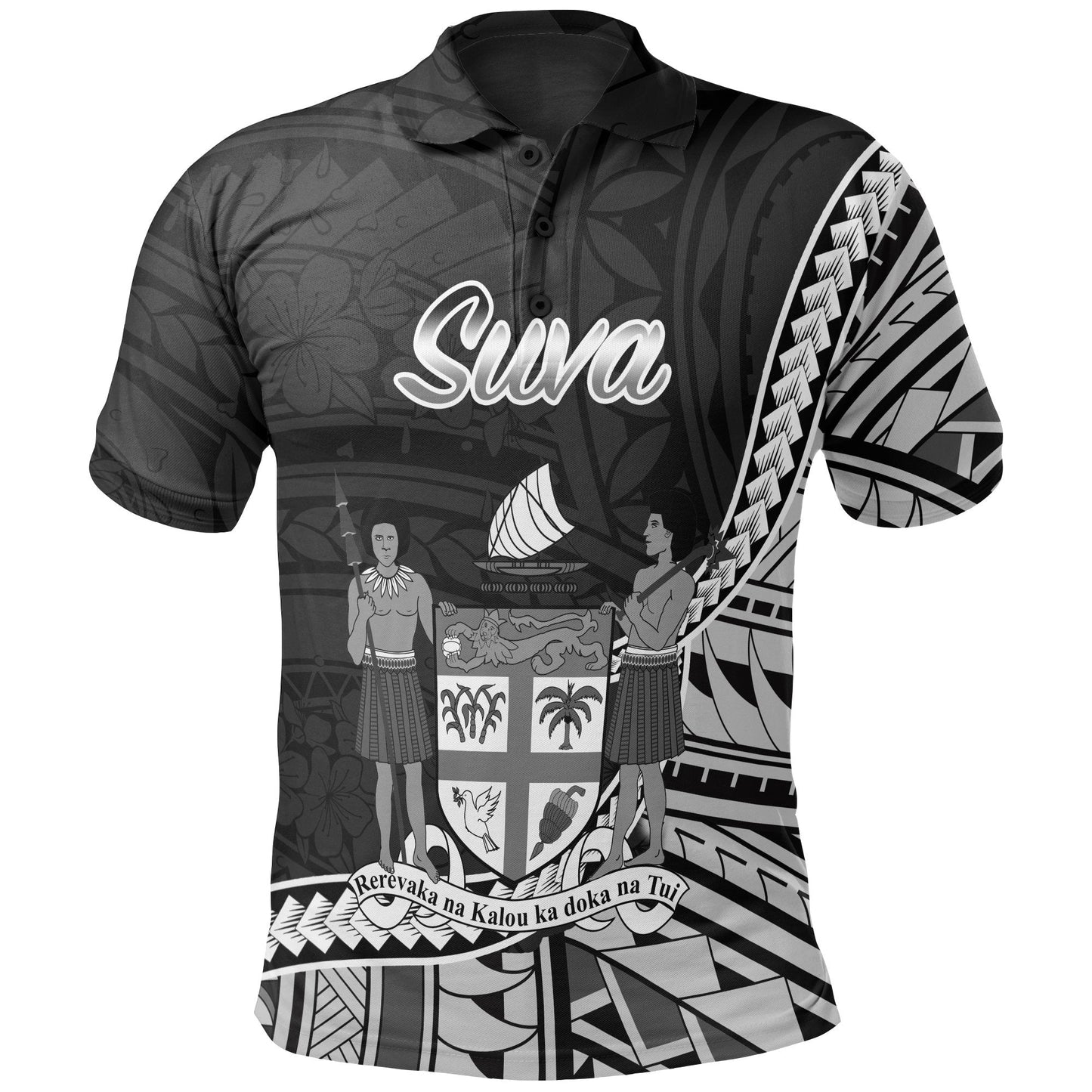 Fiji Polo Shirt - Suva Seal Of Fiji Polynesian Patterns