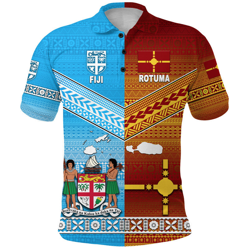 Fiji And Rotuma Tapa Pattern Polo Shirt Together
