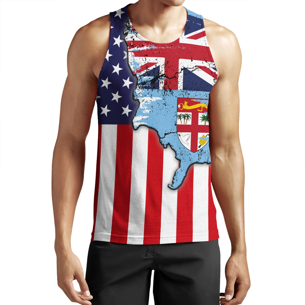 Fiji With America Flag Tank Top
