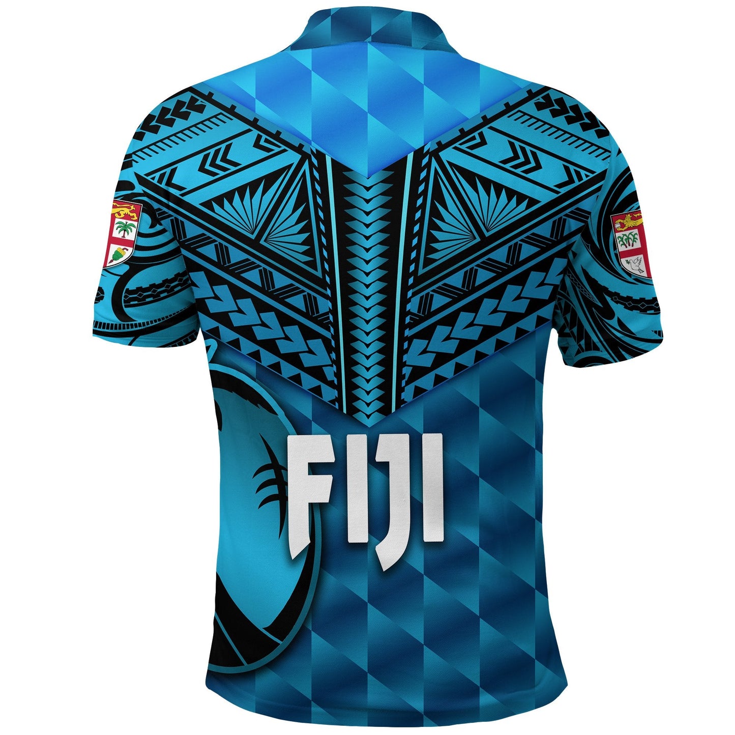Fiji Rugby Polo Shirt Coconut Sporty Vibes - Blue