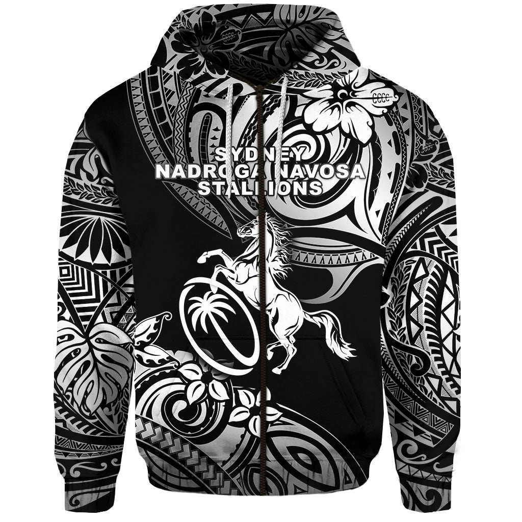Fiji Rugby Zip Hoodie Sydney Nadroga Navosa Stallions Unique Vibes Black
