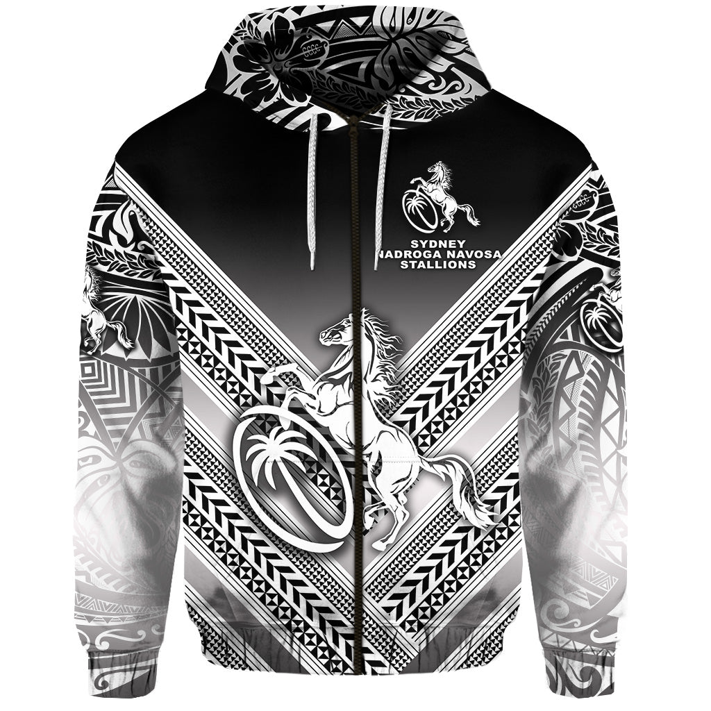 Fiji Rugby Zip Hoodie Sydney Nadroga Navosa Stallions Creative Style Gradient Black
