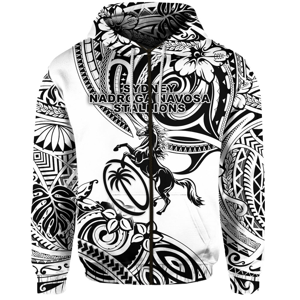 Fiji Rugby Zip Hoodie Sydney Nadroga Navosa Stallions Unique Vibes White