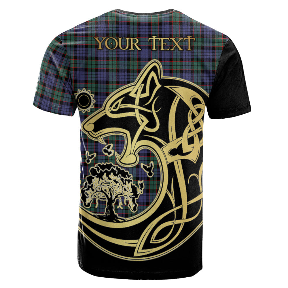 Printivon Fletcher Modern Crest Celtic Wolf Tartan T Shirt Custom Your Text