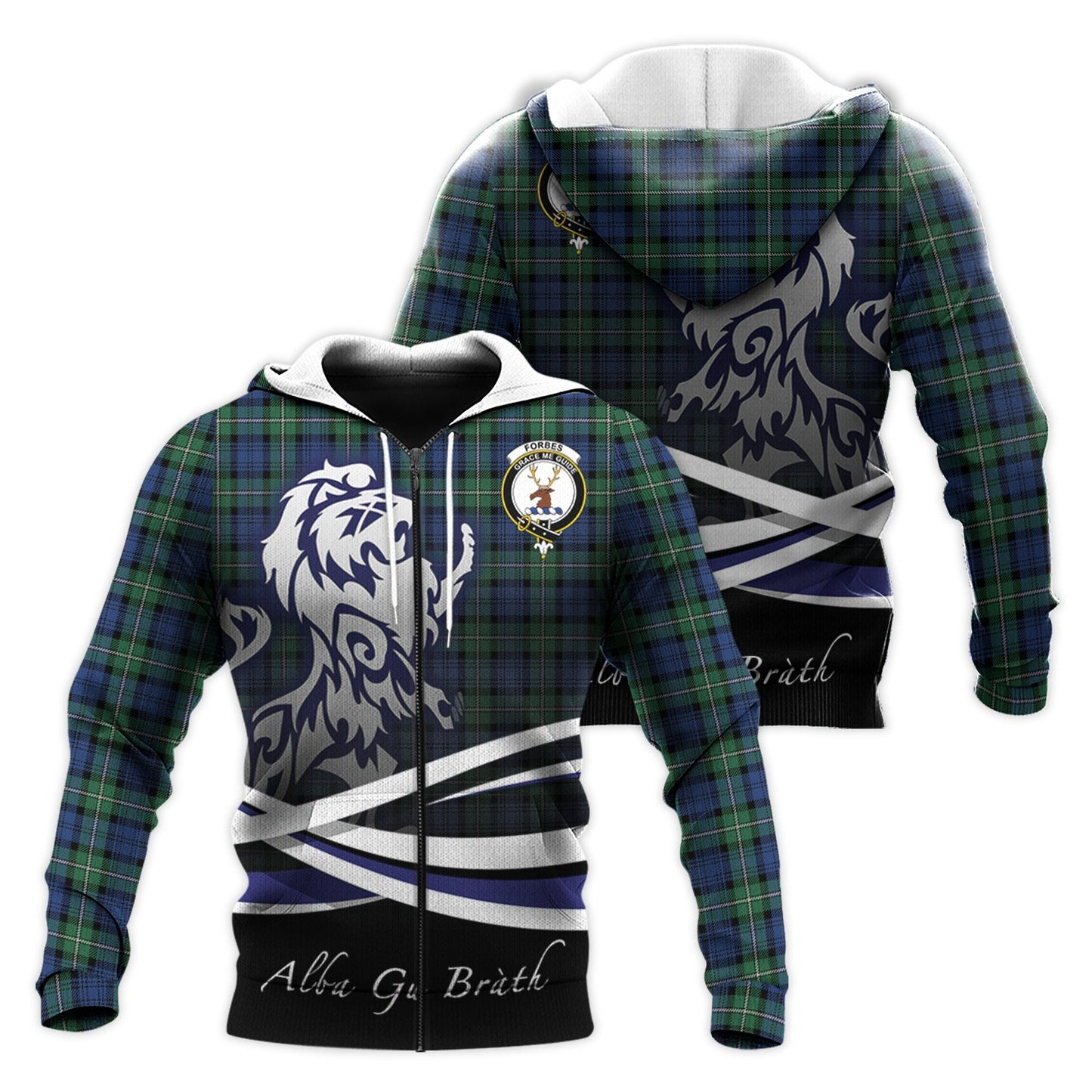 Printivon Forbes Ancient Tartan Scottish Lion Hoodie