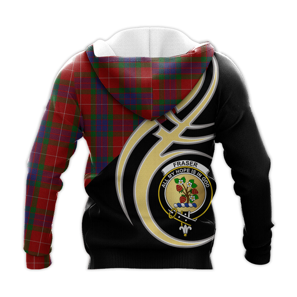 Printivon Fraser Clan Believe In Me Crest Tartan Knitted Hoodie Custom Your Text