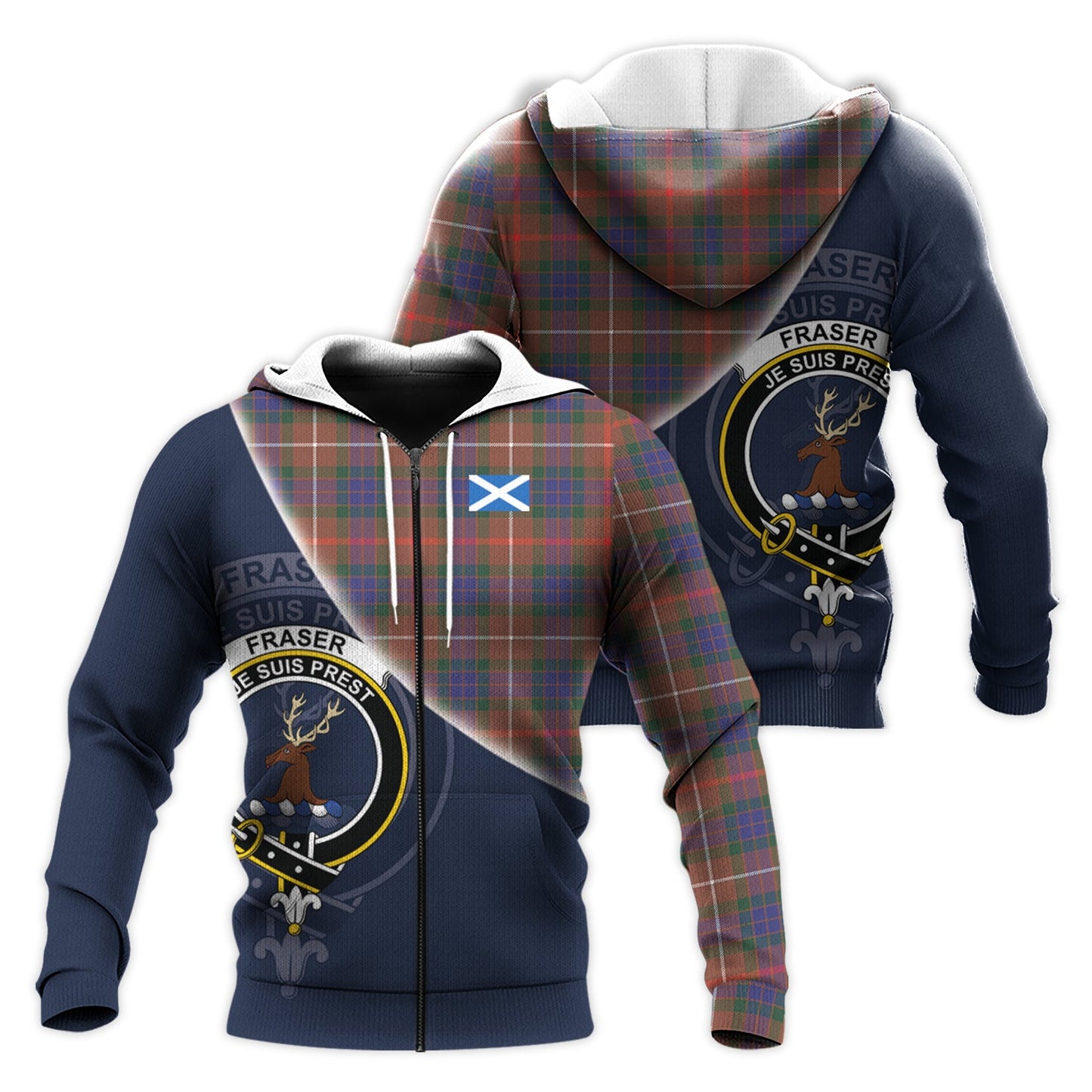 Printivon Fraser Hunting Modern Tartan Scottish Crest Hoodie
