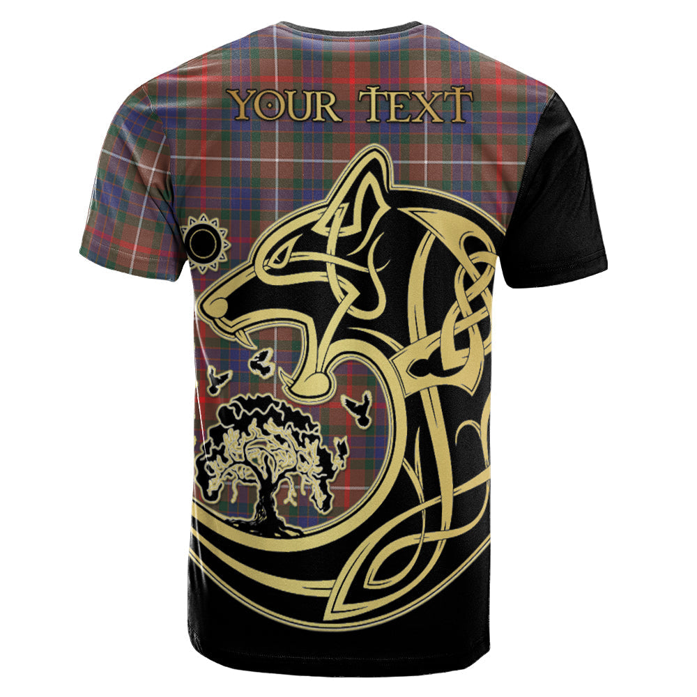 Printivon Fraser Hunting Modern Crest Celtic Wolf Tartan T Shirt Custom Your Text