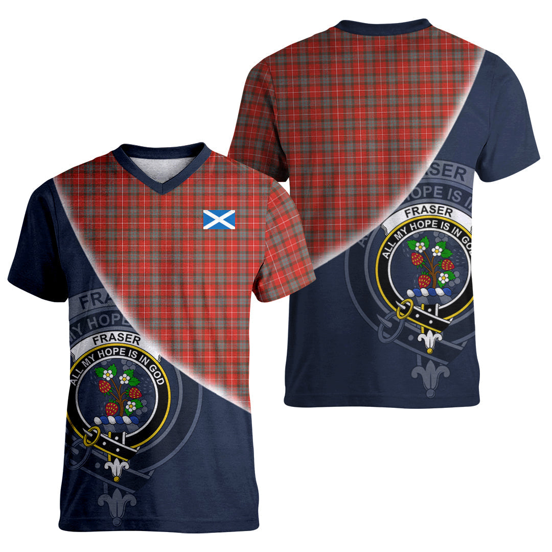 Printivon Fraser Weathered Tartan Scottish Crest T Shirt