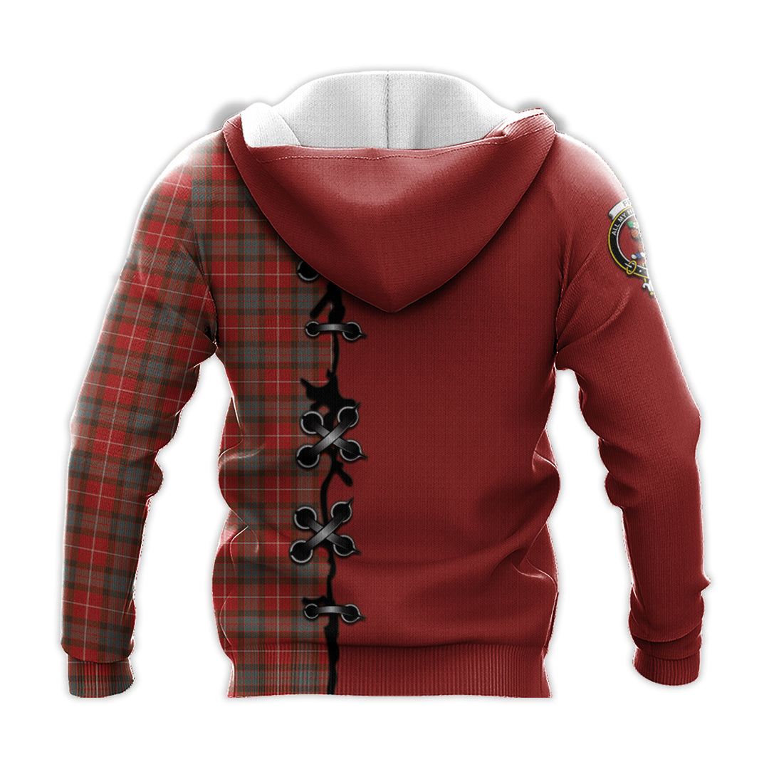 Printivon Fraser Weathered Tartan Hoodie Lion Rampant And Celtic Thistle Style