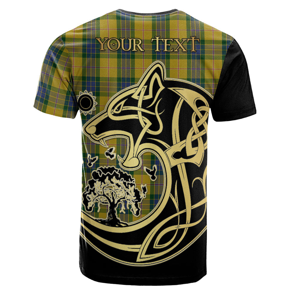 Printivon Fraser Yellow Crest Celtic Wolf Tartan T Shirt Custom Your Text