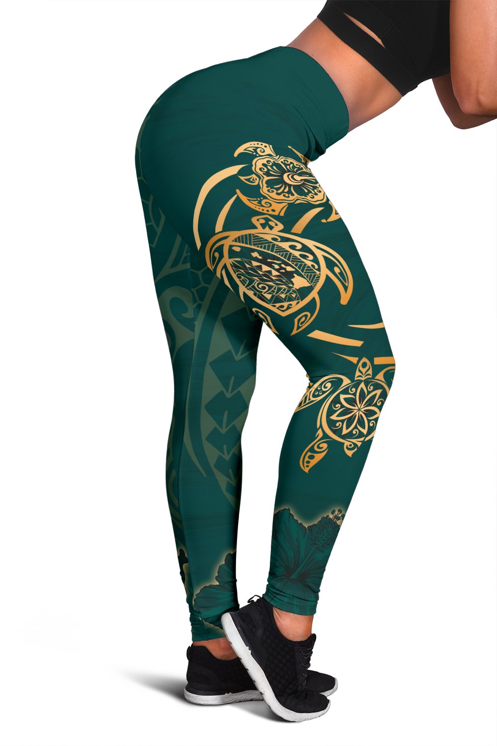 Hawaii Triple Marble Turtle Polynesian Hibiscus Women's Legging - AH