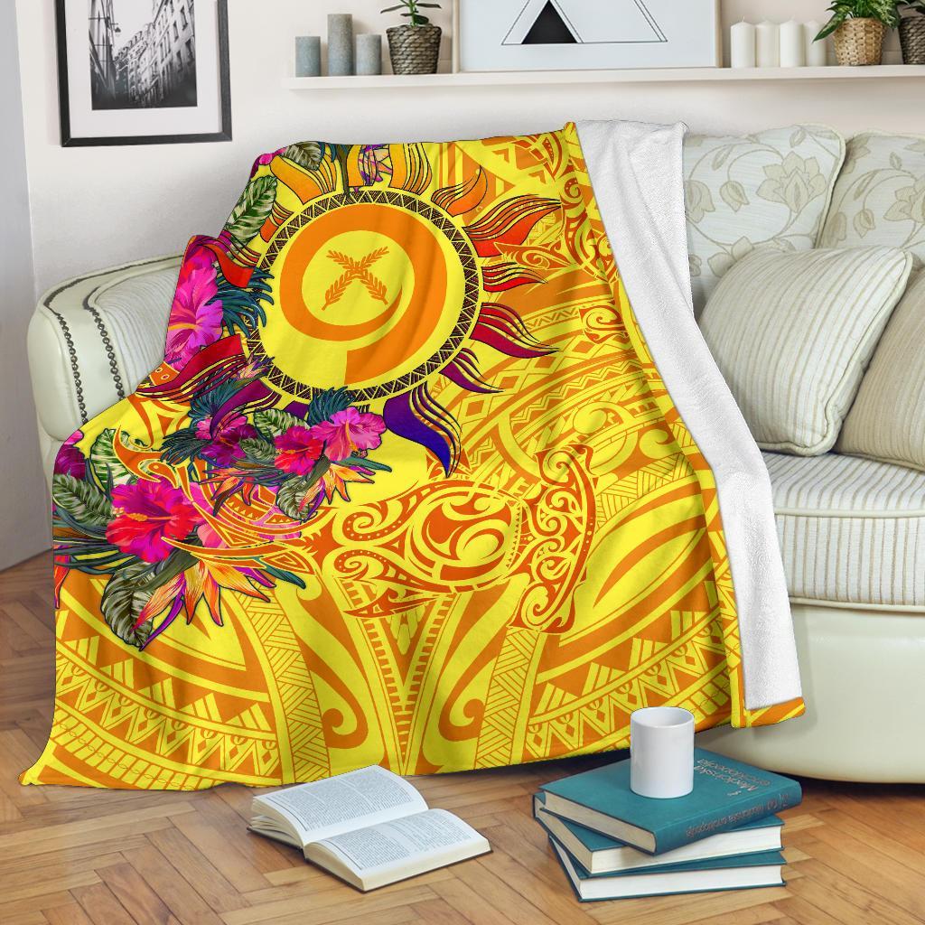 Polynesian Blankets Vanuatu Symbols With Hibiscus