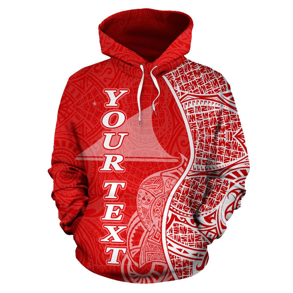 Custom Text Tokelau Polynesian Custom Personalised Hoodie Coconut Red White