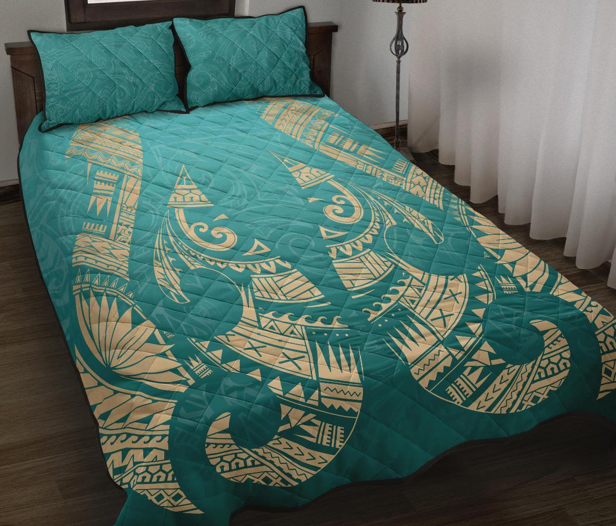 New Zealand Maori Hei Matau Tattoo Quilt Bed Set