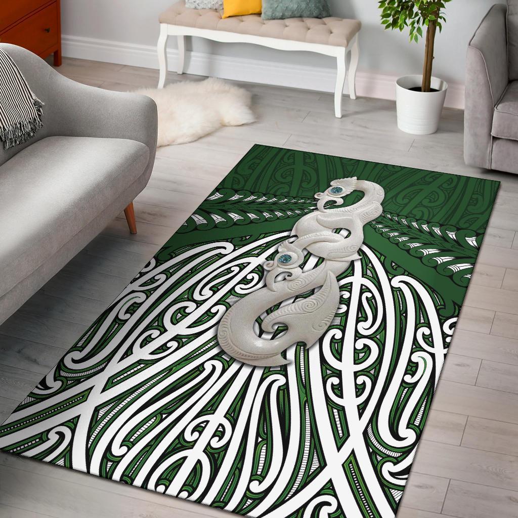 Maori Moko Tattoo New Zealand Area Rug, Manaia Pounamu