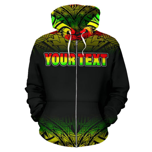 Custom Text Pohnpei All Over Custom Personalised Zip Up Hoodie Micronesian Reggae Fog