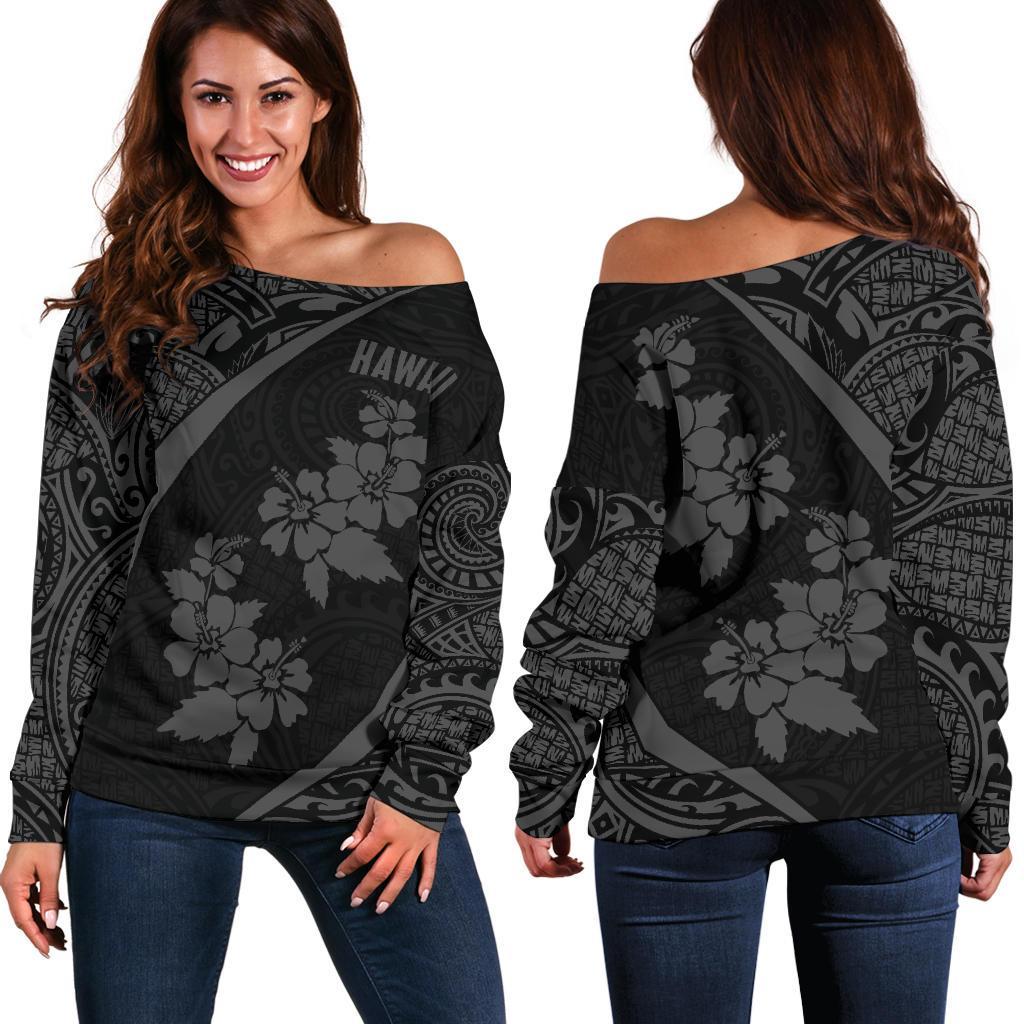 Hawaii Polynesian Women's Off Shoulder Sweater Hibiscus TH5