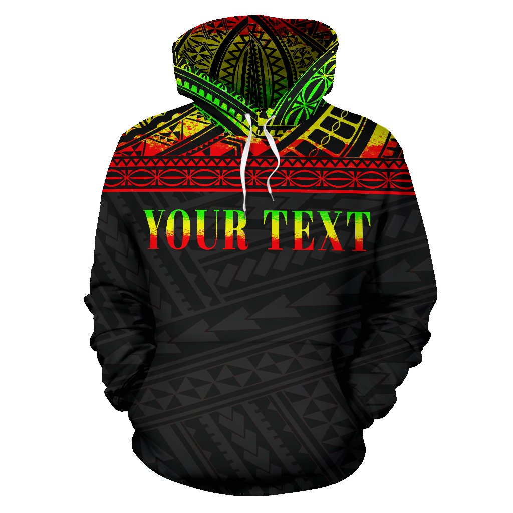 Custom Text Northern Mariana Islands Polynesian All Over Custom Personalised Hoodie Reggae Horizontal Style