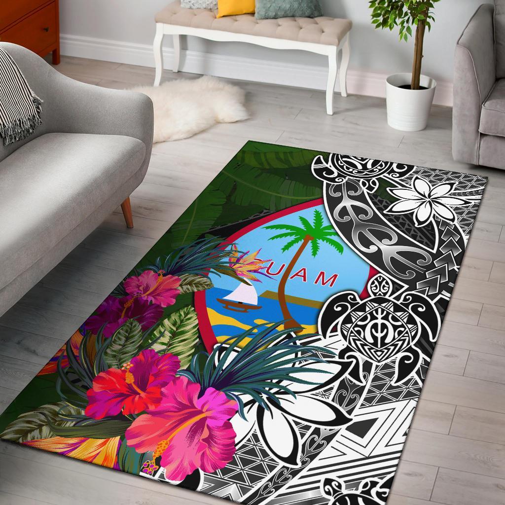 Guam Area Rug Turtle Plumeria Banana Leaf