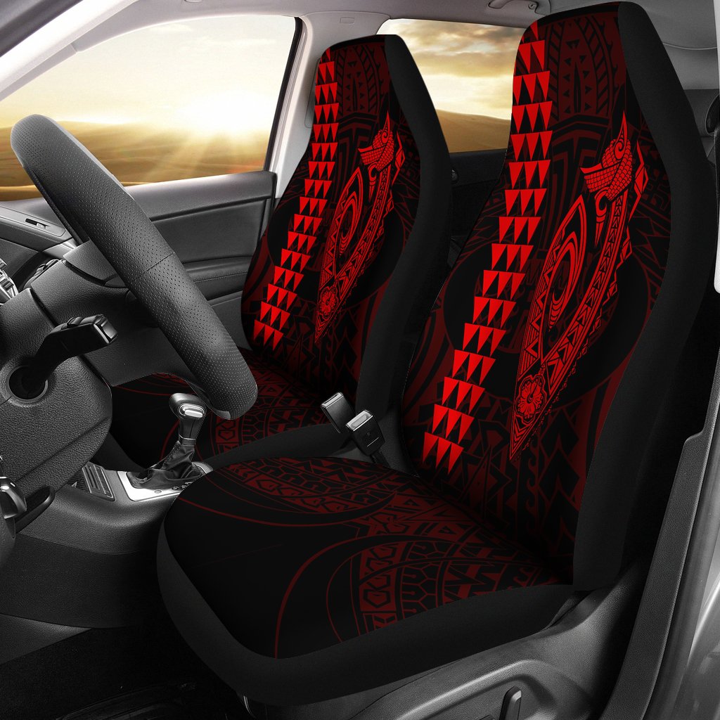 Hawaii Kakau Makau Fish Hook Polynesian Car Seat Covers Red