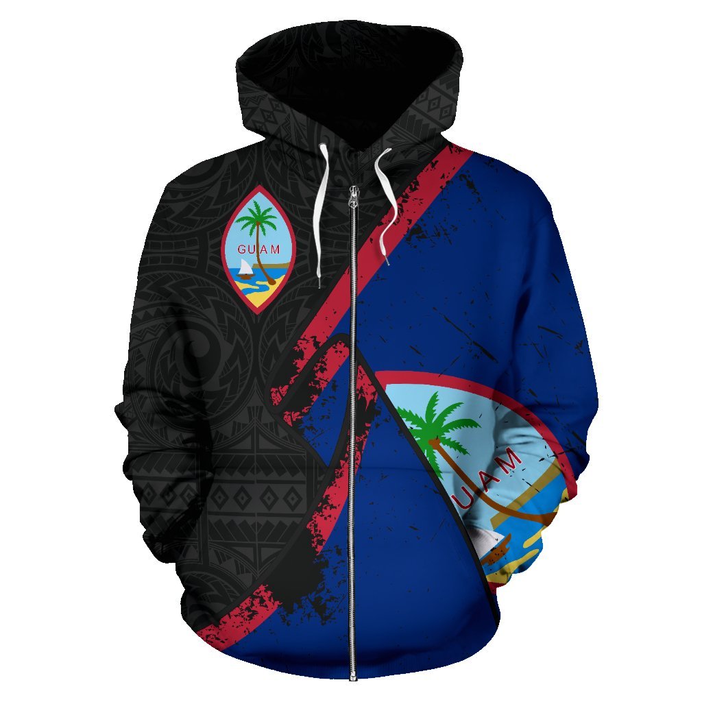 Vintage Guam Zip Up Hoodie Guam Flag Grunge Special Custom Chamorro Hoodie