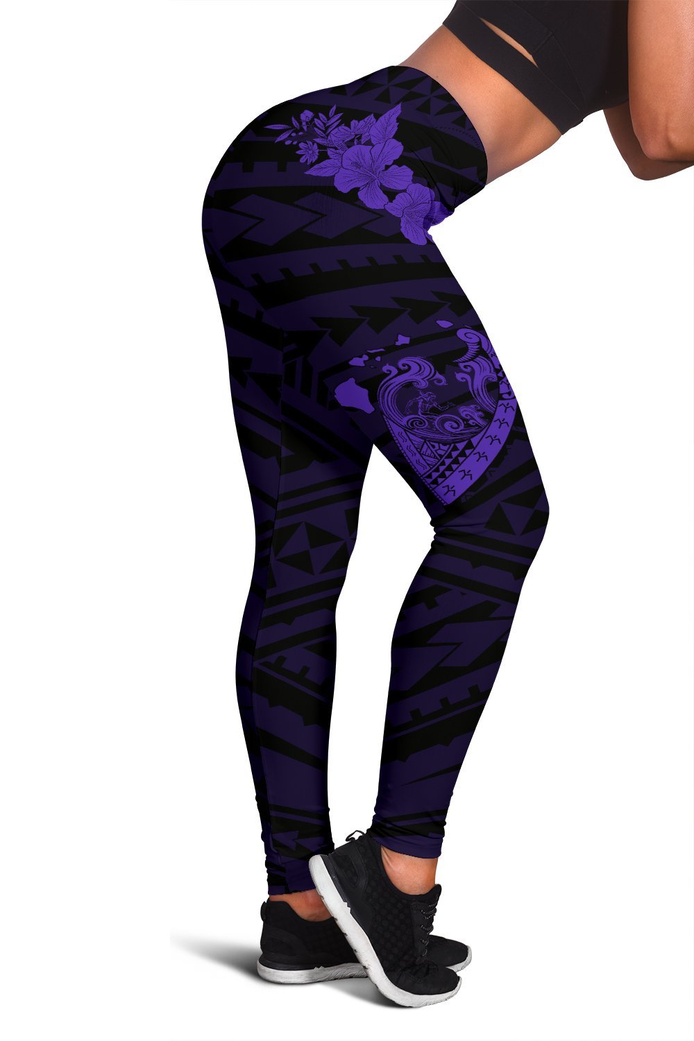 Hawaii Hibiscus Banzai Surfing Women's Legging Purple