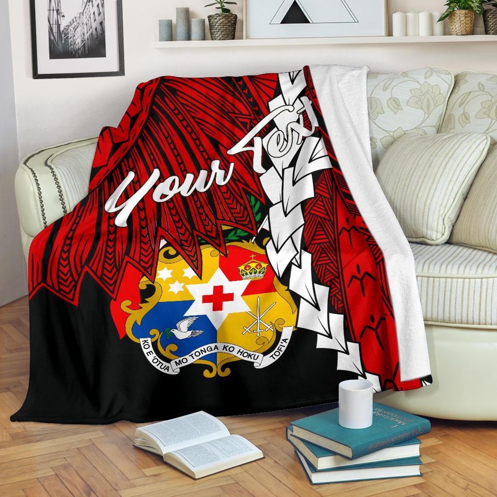 Tonga Polynesian Custom Personalised Premium Blanket Tribal Wave Tattoo Flag Color