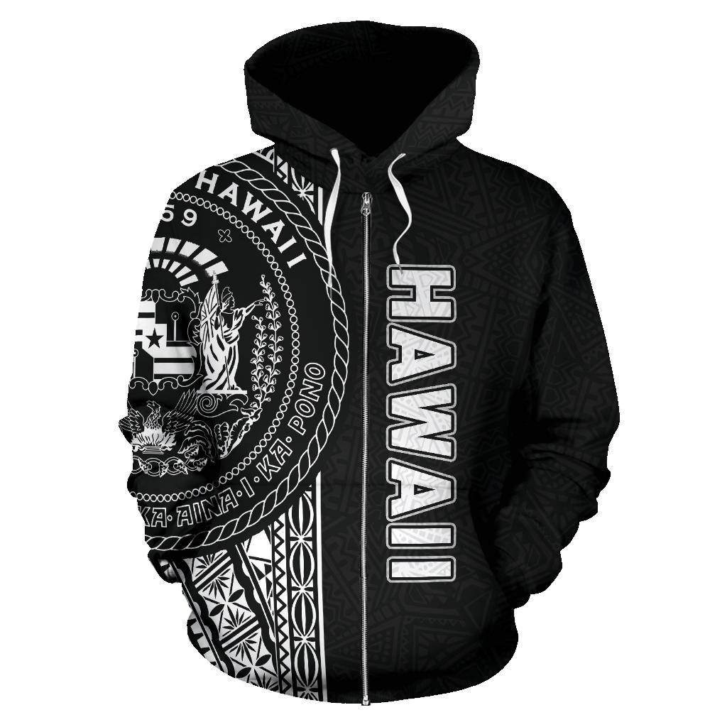 Polynesian Hawaii Zip Up Hoodie White Line
