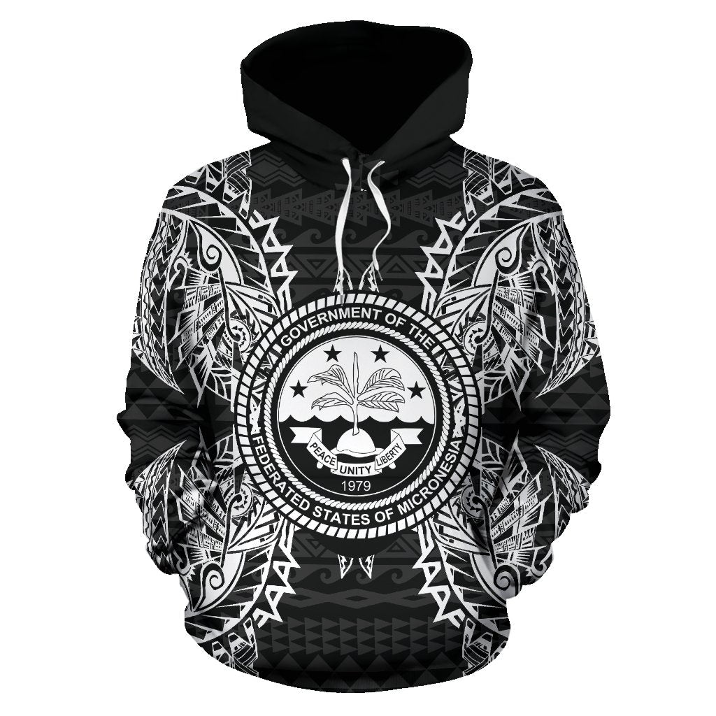 Federated States Of Micronesian ll Over Hoodie Map Black