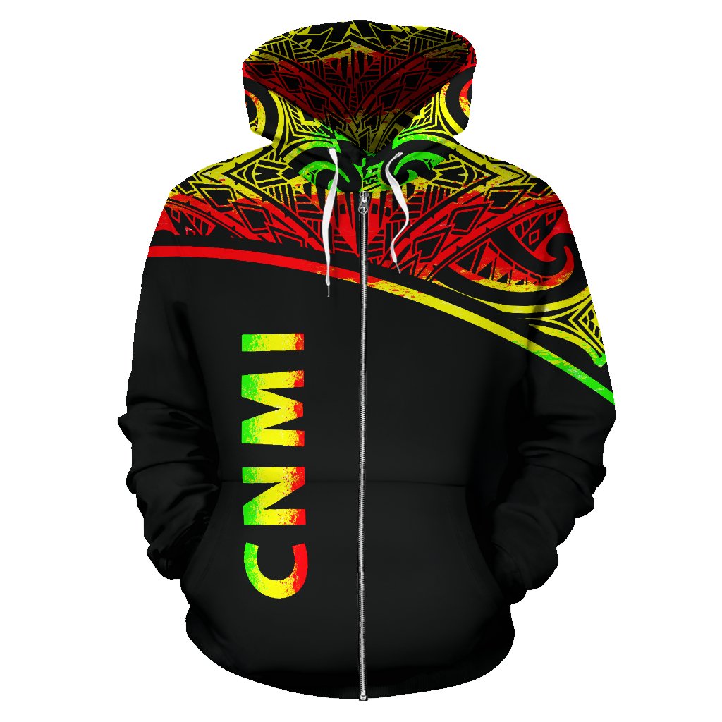 Northern Mariana Islands Polynesian Zip Hoodie Reggae Fog Version