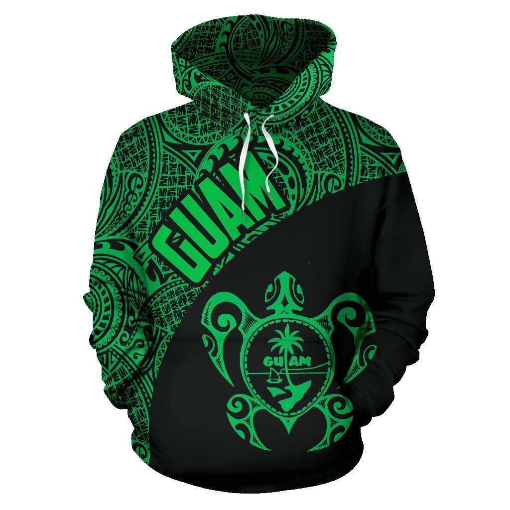 Guam Hoodie Guam Coat Of Arm In Turtle Polynesian Green Th9