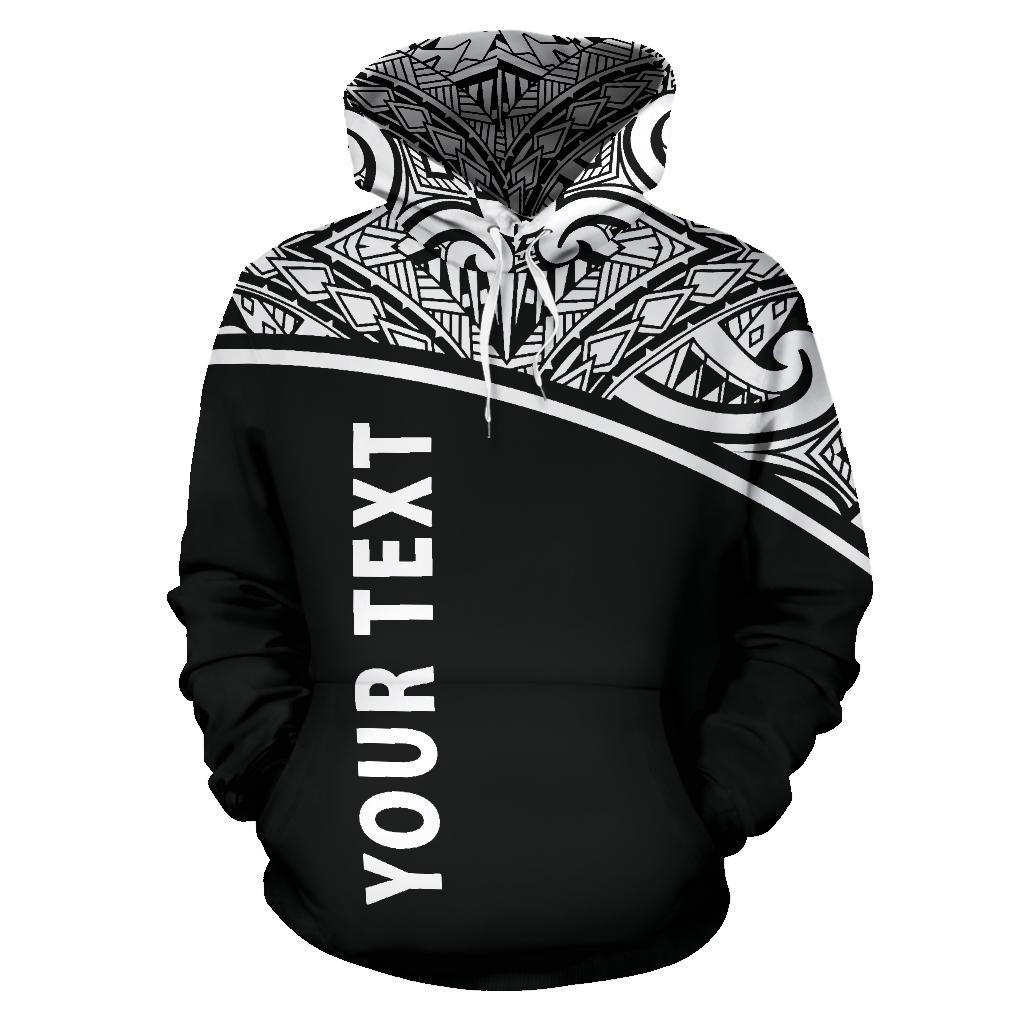 Custom Text Northern Mariana Islands Polynesian All Over Custom Personalised Hoodie Black Curve Version