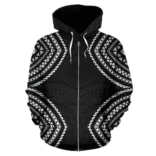 Yap Zip-Up Hoodie Micronesia Black Warrior Style