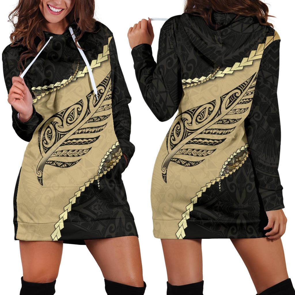 Paua Shell, Maori Silver Fern Women'S Hoodie Dress