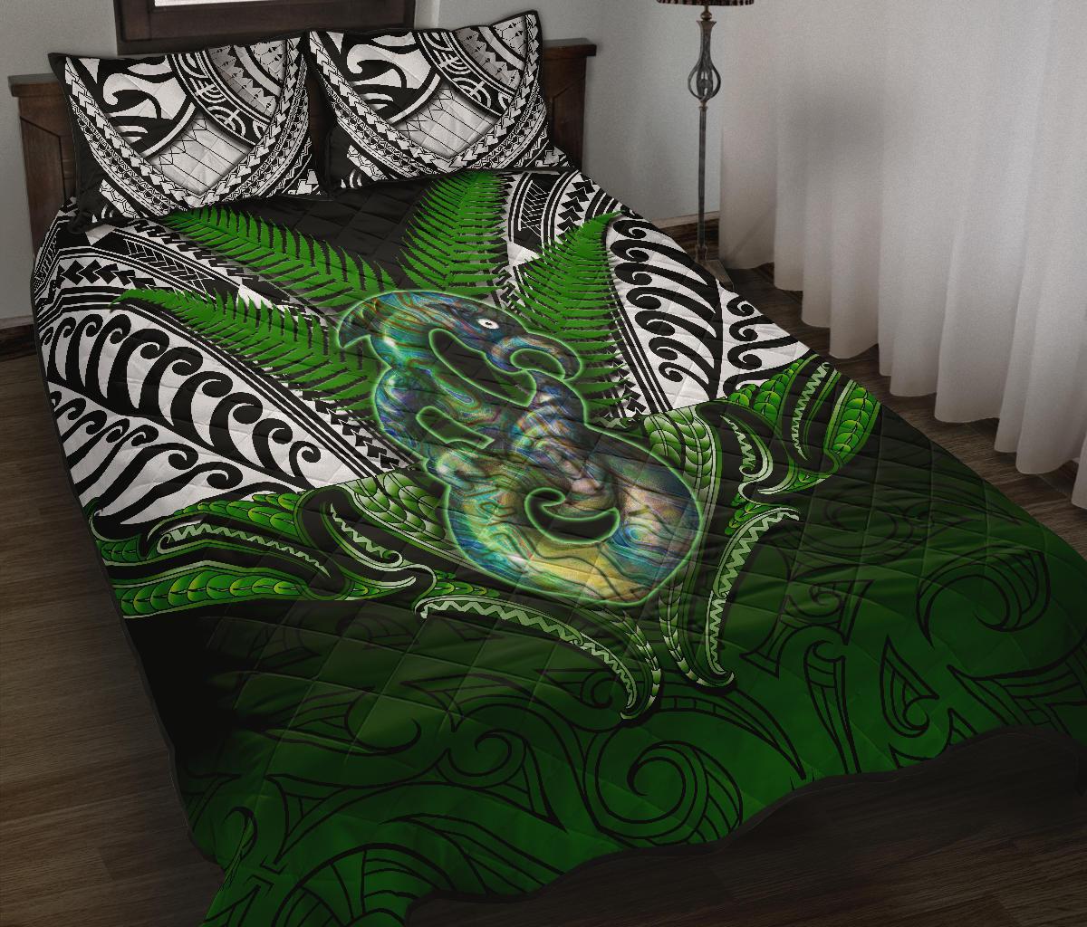 Manaia Mythology Quilt Bed Set Silver Fern Maori Tattoo