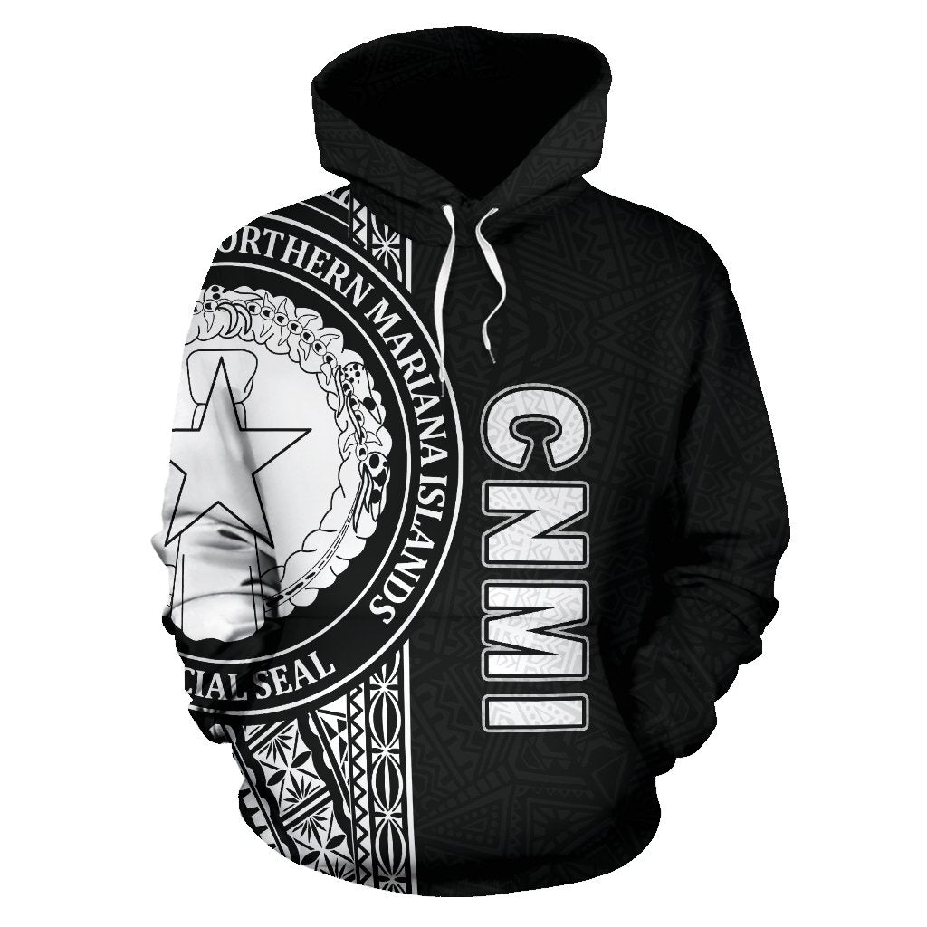 Northern Mariana Islands Polynesian All Over Hoodie Black Line