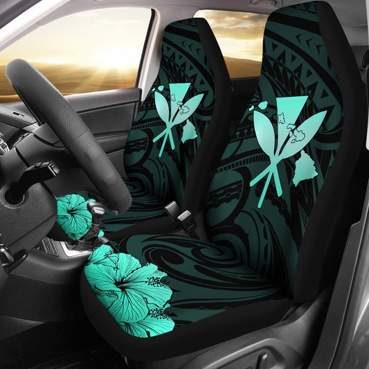 Hawaiian Kanaka Car Seat Covers Hibiscus Polynesian Love Turquoise