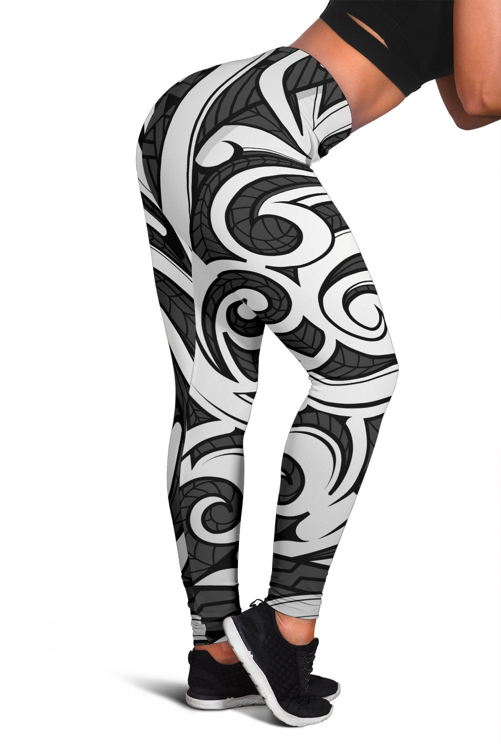Polynesian Maori Ethnic Ornament Gray Hawaii Women's Leggings AH