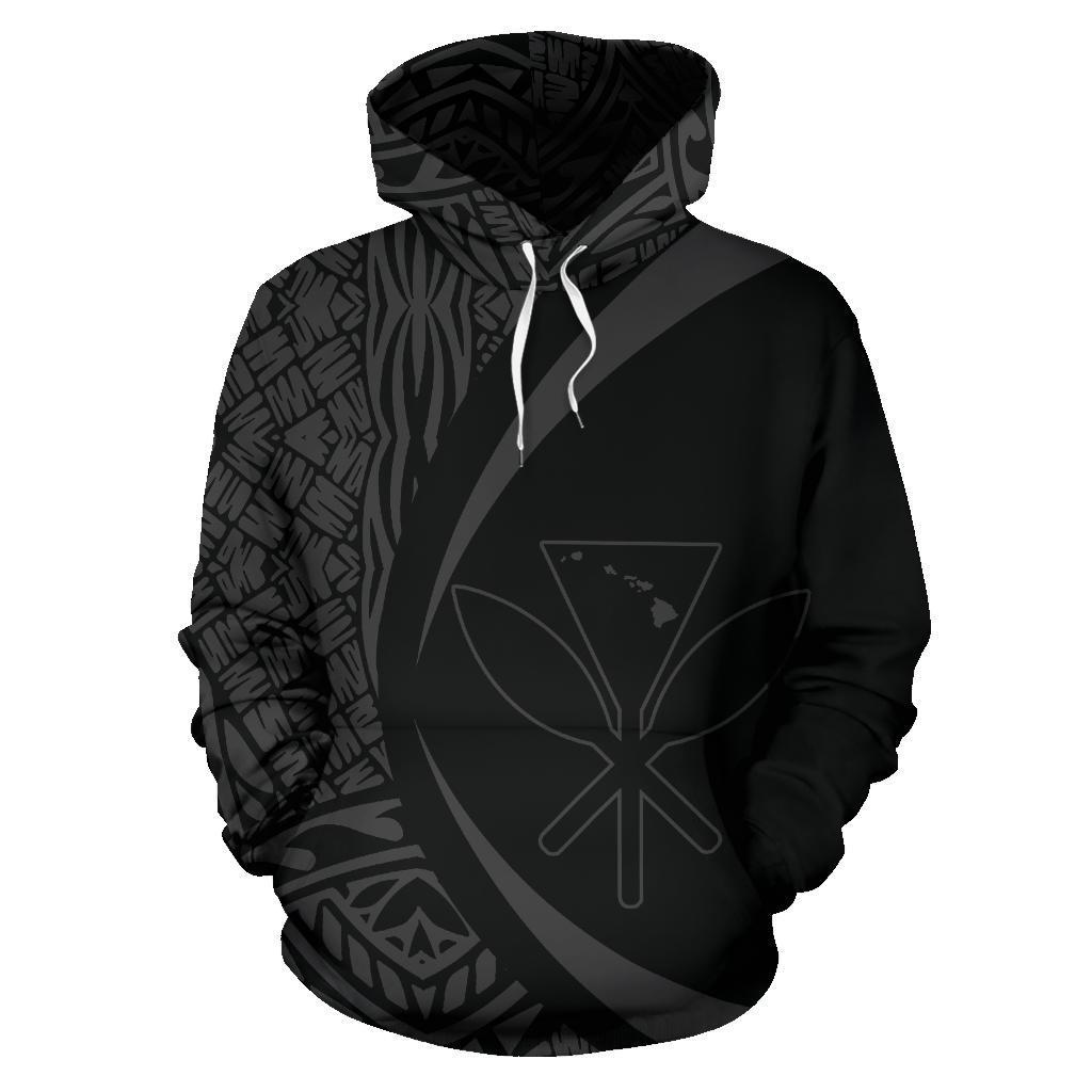 Polynesian Kanaka Maoli Map Of Hawaii Hoodie Gray Circle Style