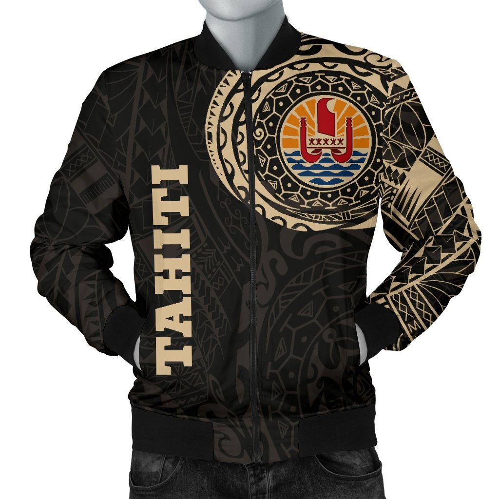 Tahiti in My Heart Polynesian Tattoo Style Men's Bomber Jacket