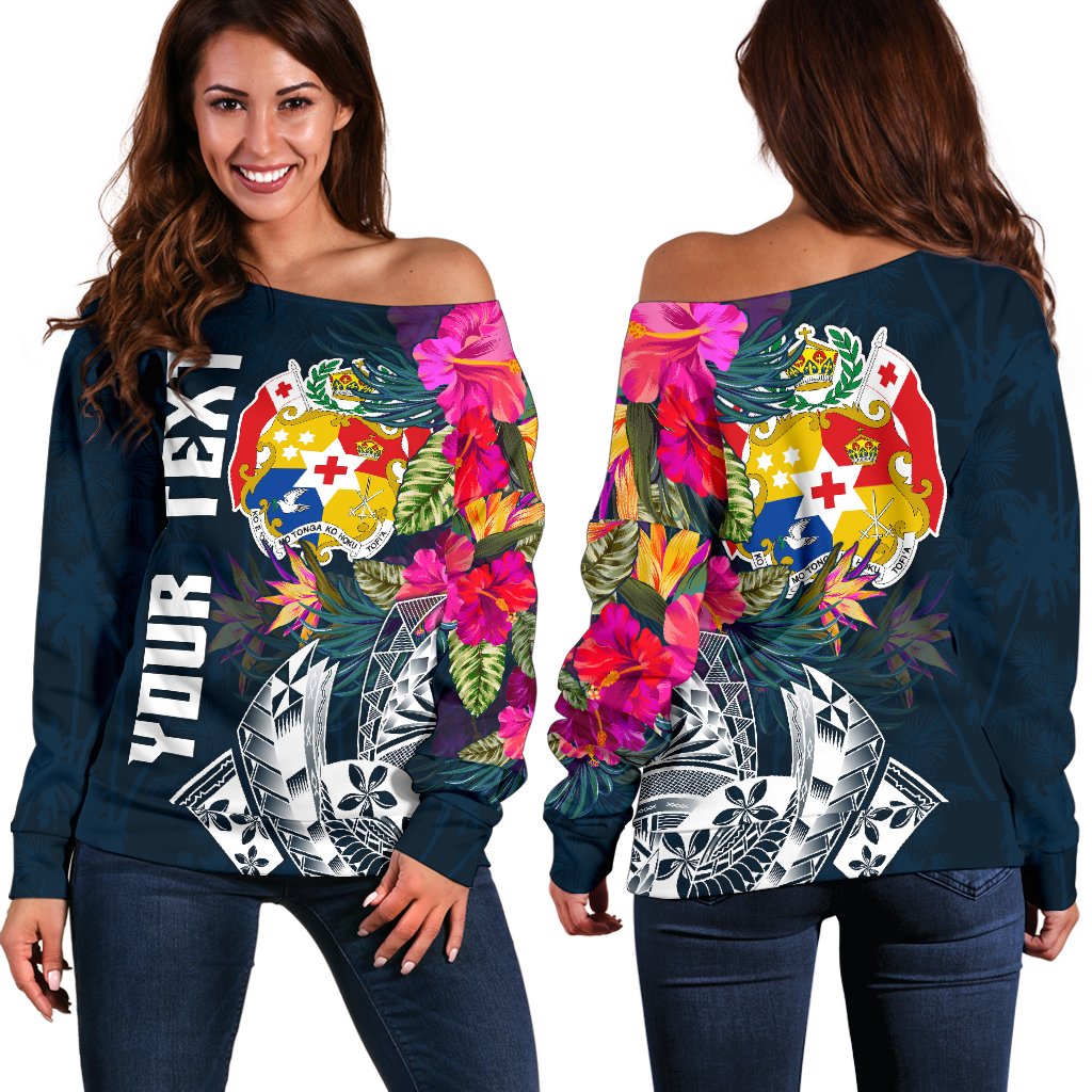 Tonga Custom Personalised Women's Off Shoulder Sweater Summer Vibes