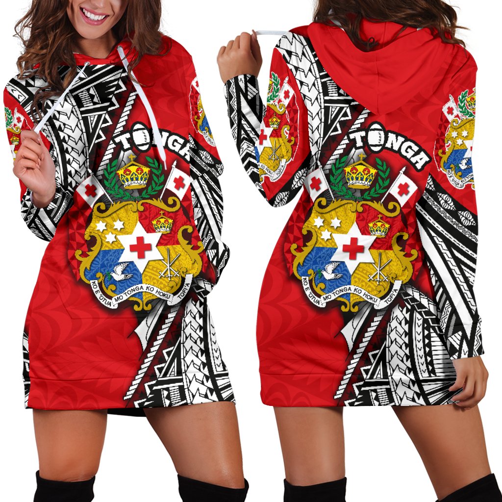 Tonga Rugby Women Hoodie Dress Polynesian Style Pinwheel