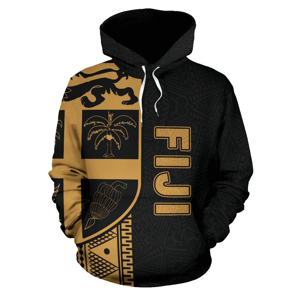 Fiji Polynesian Tapa Hoodie Yellow Line