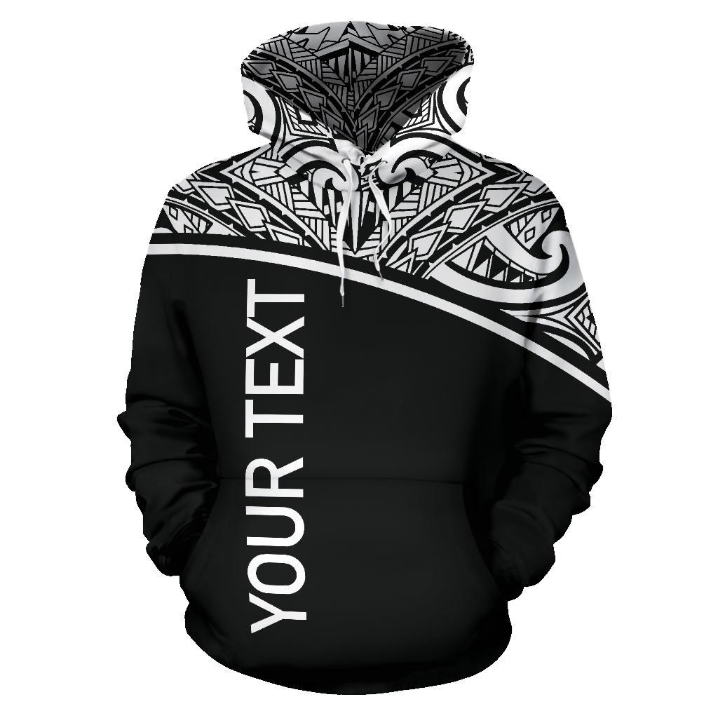 Custom Text Chuuk All Over Custom Personalised Hoodie Micronesian Black Curve