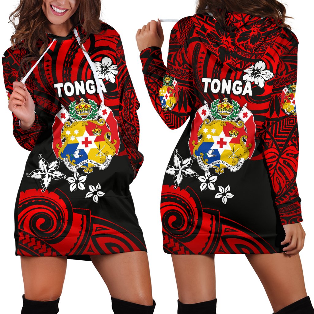 Mate Ma'a Tonga Rugby Women's Hoodie Dress Polynesian Unique Vibes Red