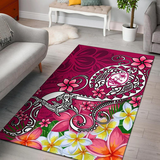 Guam Area Rug Turtle Plumeria (Pink)